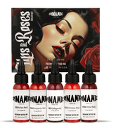 DYNAMIC INK | Labios y Rosas Tinta para Tatuar5 tintas para tatuar vibrantes rojo, perfectos para diseños de labios, rosas y más. Contiene 1 oz de rojo fuego, rojo chino, rojo burdeos, rojo vino y magenta.
