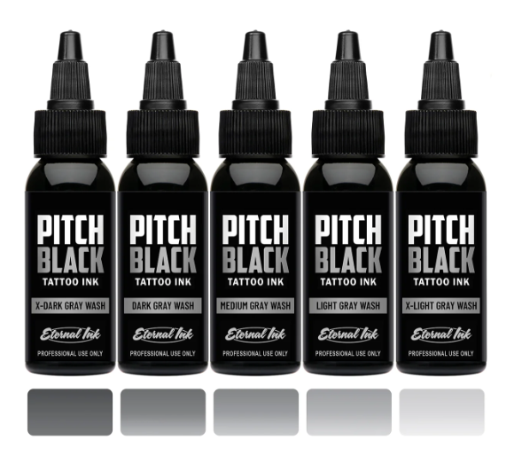 ETERNAL Eternal- PITCH BLACK GREY WASH SET – TINTAS | Reyes Tattoo Supply