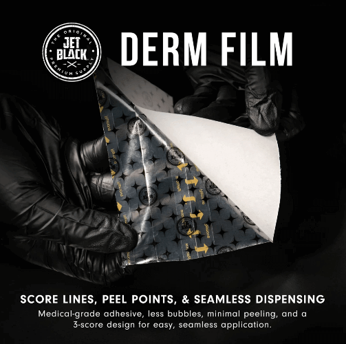 TATSOUL JET BLACK DERM FILM 6"X8 – AFTERCARE | Reyes Tattoo Supply