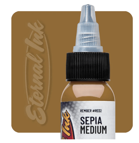 ETERNAL SEPIA MEDIUM - REMBER SIGNATURE – TINTAS | Reyes Tattoo Supply