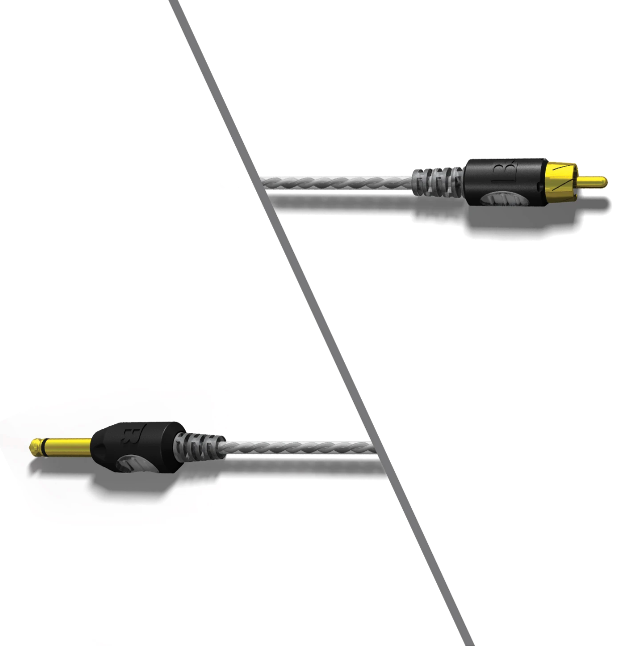BISHOP RCA CABLE - BISHOP NEGRO/GRIS 7FT – CABLES | Reyes Tattoo Supply