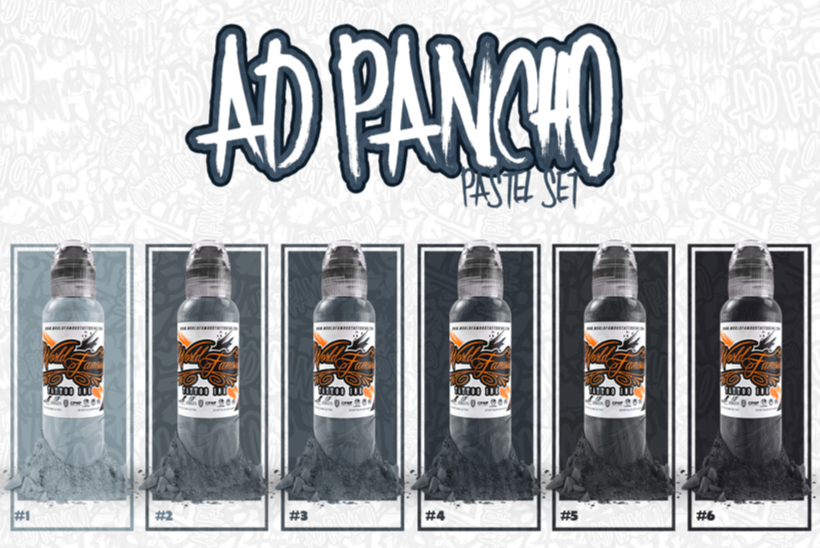 world famous AD PANCHO - PASTEL GREY - SET [1oz] – TINTAS | Reyes Tattoo Supply