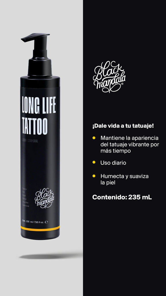 LONG LIFE TATTOO - CREMA CORPORAL - BLACK MANDALA - Reyes Tattoo Supply AFTERCARE BLACK MANDALA